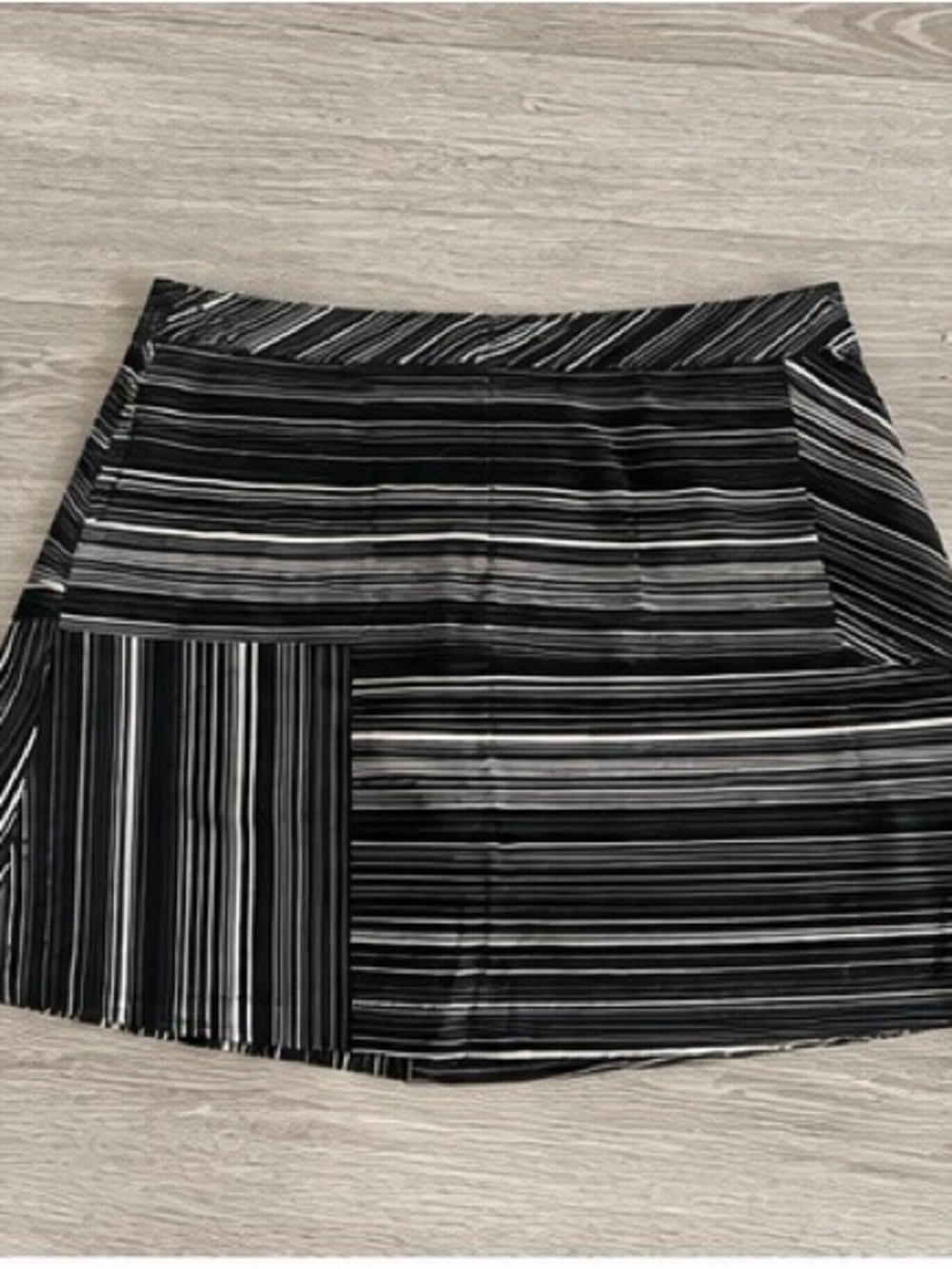 Lady Hagen Black and White Striped Mini Skirt